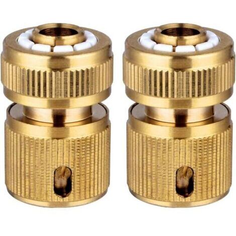 Pr Lot de 2 Connecteur de réparation de tuyau en laiton, connecteur rapide d'extrémité de tuyau d'arrosage, pour tuyau d'arrosage de 1/2 pouce Connecteur d'extension rapide,adaptateur de robinet exten (1/4)