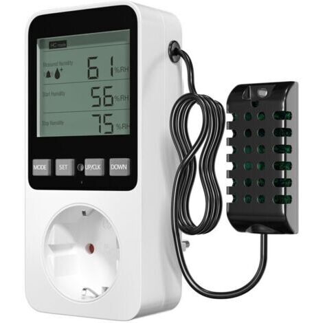 Pr Lamptobe Prise Thermostat Hygrostat Numérique, Contrôleur de Température et d'humidité Prise avec Sonde, Alarme Régulateur Humidité Prise pour Terrarium Reptile Couveuse Incubateur Serre (1/4)