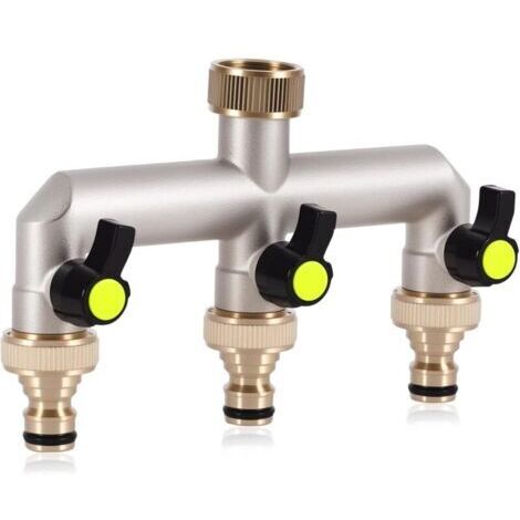 Pr Distributeur D'eau à 3 Voies, Distributeur à 3 Voies, Distributeur de Tuyau D'arrosage à Raccord D'eau de 3/4 Pouce, Laiton Haute Résistance, Adapté à L'ordinateur D'irrigation