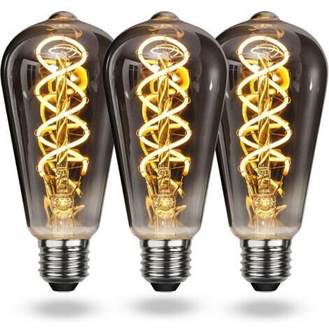 Pr Ampoule LED E27 Vintage Blanc Chaud, Ampoule Vintage E27 Dimmable Spiral Filament 4W Lumière Douce, Ampoule E27 Vintage Edison Convient au Salon, Chambre à Coucher, Couloir, Patio, etc. [Classe éne (1/5)