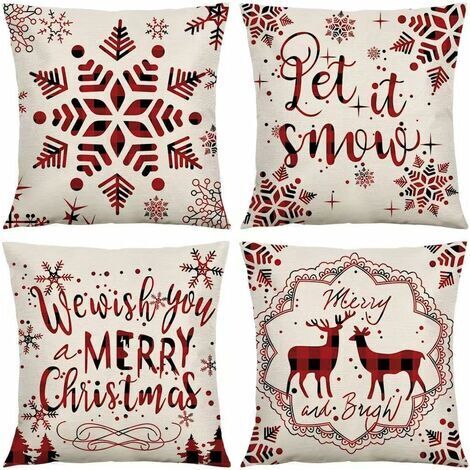 Pr 4PCS Thème de Noël Housse de Coussin,Taie d'oreiller de Flocon de Neige,Taie d'oreiller de Noël,Noël Housse de Coussin,Taie d'oreiller de Noel pour Canape (1/5)