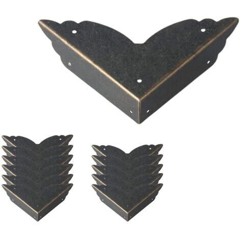 Pr Lot de 12 protections d'angle vintage en métal - Style antique - Protection des bords de meubles - Pour table, coffre, boîte à bijoux (1/5)