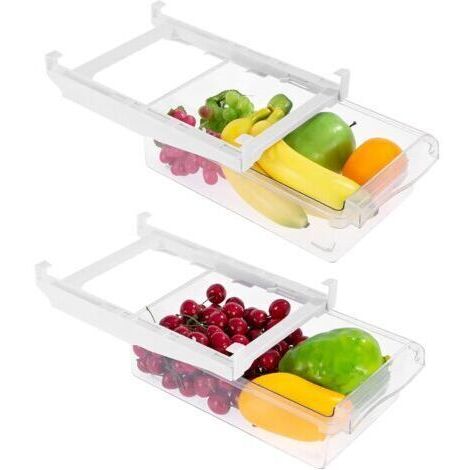 Pr Boîte De Rangement pour RéfrigéRateur, 2PCS Tiroir Frigo, Boîtes De Rangementpour Réfrigérateur avec Tiroir Coulissant, Bac Rangement Frigo Fruits Et Légumes, Rangement Frigo Rétractable. (1/5)