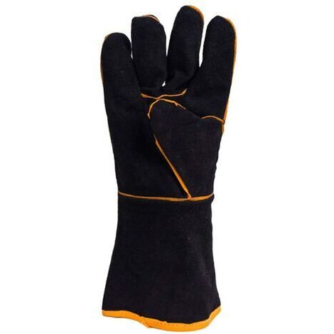 Pr Gants de Soudeur en Cuir,Cuir avec coutures en kevlar,Gants résistants à la chaleur et au feu,Gants thermiques pour cheminée,poêle,four,grill,soudage,barbecue,support à marmite (1/5)