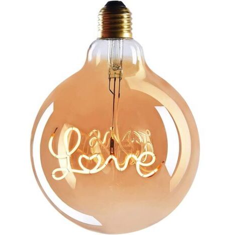 Pr LED 1x Ampoule LED E27 Edison Tube LOVE - Douille E27 – Ampoule LED Gradable - 4W, Blanc Chaud, 230V, EL27 – Ampoule E27 Vintage/Ampoule à Filament Rétro - Classe Énergétique A+ [Classe énergétique (1/3)