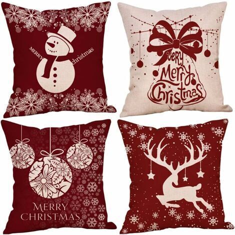 Pr 4PCS Thème de Noël Housse de Coussin,Taie d'oreiller de Flocon de Neige,Taie d'oreiller de Noël,Noël Housse de Coussin,Taie d'oreiller de Noel pour Canape (1/5)