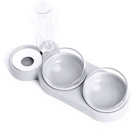 Pr Set de gamelles pour chat , inclinable à 15° , double gamelle pour nourriture humide et sèche , avec bouteille d'eau automatique , pour chiens et chats de petite et moyenne taille,Gris (1/4)