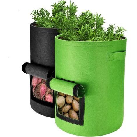 Pr Sacs de Culture pour Pommes de Terre, 2PCS 40L/10 Gallons Sac de Legumes, Tissu Non-tissé Sac de Plantation avec Fenêtre, Sac de Legumes de Jardin (1/5)