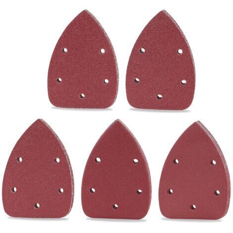 Pr 50PCS Papier Poncage pour Ponceuse Triangulaire, 140x90 mm 5 Trous Papier a Poncer Triangles Abrasifs, Grain 40/60/80/120/240 (1/5)