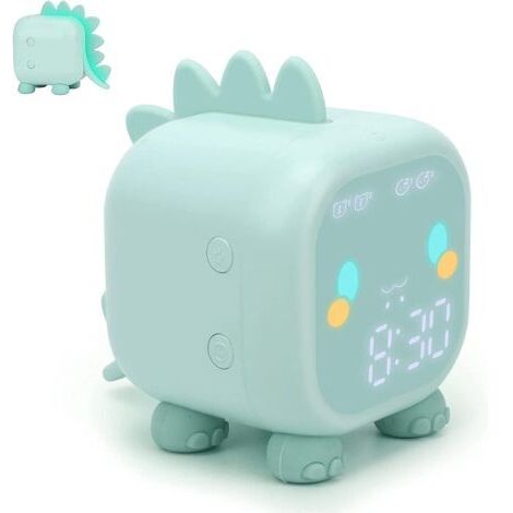 Pr Ersandy – Réveil lumineux enfant – Multifonction avec veilleuse réglable – Simulation lever/coucher de soleil – Commande vocale – Rechargeable (vert) (1/5)