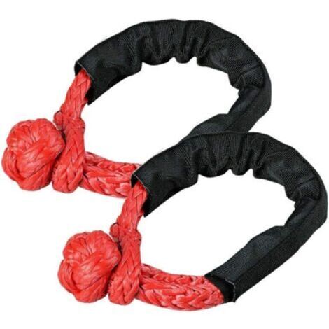 Pr 2 pièces cordes de remorquage à manille souple pour camion ATV Marine, sangles de récupération extérieures monobloc, rouge (1/5)