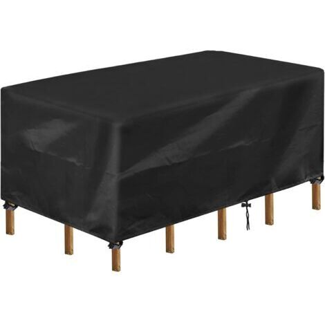 Pr Housse Table de Jardin, Rectangulaire Bache Salon de Jardin Imperméable, Anti-UV, 420D Oxford Tissu Housse de Table Chaise Meubles de Jardin Extérieure (170x94x70cm) (1/5)
