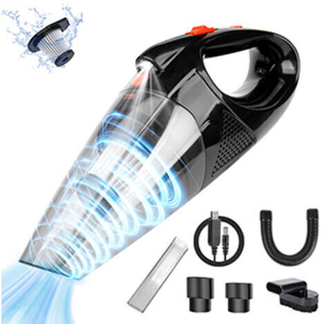 Pr Aspirateur à Main sans Fil Rechargeable,8500Pa 120W Portable Mini Aspirateur de Voiture avec Lampe LED,Bruit Charge Rapide avec Filtre Lavable,Humide et Sec pour la Maison,la Voiture(Noir-LEDlampe) (1/5)