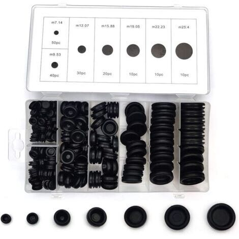 Pair Lot de 170 bouchons en caoutchouc – Assortiment 7 tailles pour automobiles et tuyaux – Résistants à la chaleur et à l'huile – Boîte de rangement incluse (1/4)