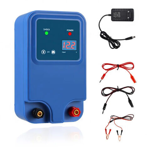 Pair Clôture électrique 1,5J/12V pour une portée de 2 à 15 km, pour chiens, chats, poules, chevaux, bœufs, moutons, porcs et volailles