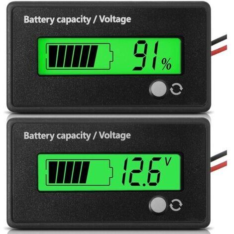 Pair Compteur de batterie 12V à 84V avec alarme – Affichage LCD étanche – Compatible plomb et lithium-ion – Moniteur de capacité (1/4)
