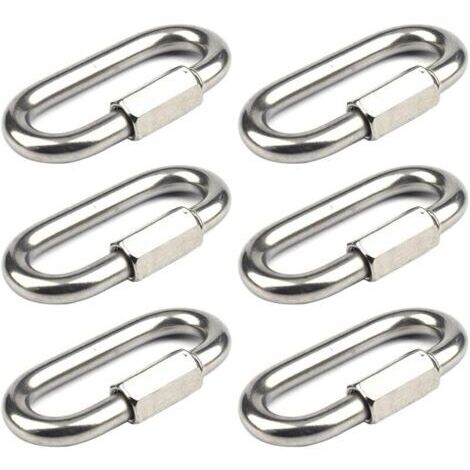 Pair 6 Pièces Mousqueton a Vis M8 Maillon Rapide en Acier Inoxydable 304 Mousqueton à Verrouillage avec Capuchon à Vis Bague de Connexion pour Connecter de Cordes Chaînes Gréement (1/5)
