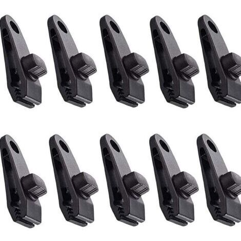 Pair Clips de bâche 10 pièces Clips de tente pinces d'auvent pince d'auvent pour auvent de camping pinces de bâche clips de bâche auvents pour activités de plein air noir (1/4)