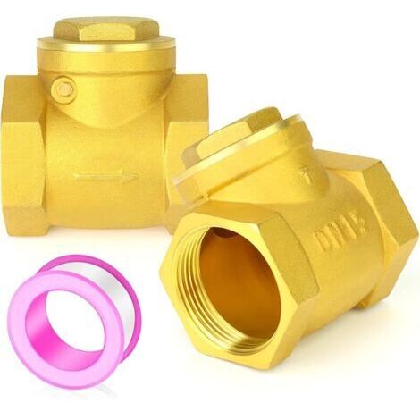 Pair 2 Pièces Swing Brass Retour Valve DN15 1/2\" BSP Femme Thread, Prévention du reflux, Valves de retenue unidirectionnelles pour pompe de puits et compresseur d'air, Gas Air Fuel Oil Water (1/5)