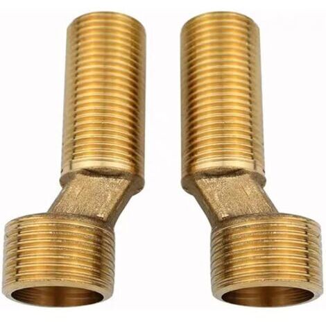 Pair 2 pièces Adaptateur de raccord S, 3/4 pouces x 1/2 pouce filetage extérieur S adaptateur pour pomme de douche, décalé de 8 mm, longueur 65 mm, bras pivotant réglable, raccord excentrique pour rob (1/5)