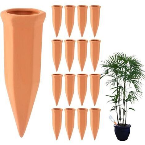 Pair Lot de 15 cônes d'arrosage en argile, arroseur pour plantes en forme de cône, piquets d'arrosage pour plantes, arroseur en argile pour plantes d'intérieur et de plein air (1/5)