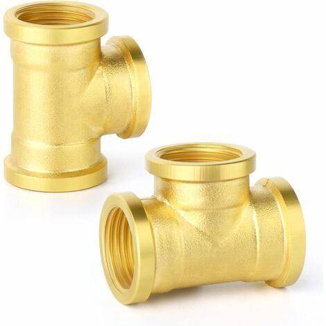 Pair 2 Pcs 1/2 \"BSP Laiton Filetage Femelle 3 Voies Connecteurs De Tuyaux En T, Adaptés Pour Le Raccordement De Tuyaux (1/5)
