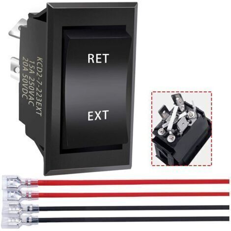Pair interrupteur inverseur de polarité 12v 3 positions momentané DC Motor Control DPDT 4 broches (ON)-Off-(ON) 20A RV Commutateur pour 5th Wheel Tongue Trailer KCD2-7-223-4P-X (1/4)