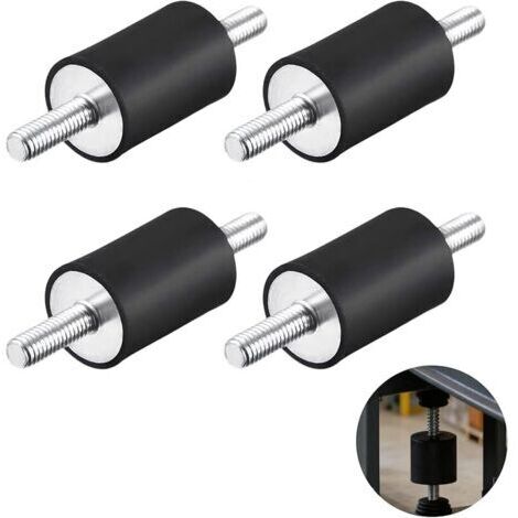 Pair 4 Pièces de Supports en Caoutchouc M6 Silent Bloc Amortisseurs de Chocs 20 mm x 20 mm, Isolateurs de Vibrations Universels pour Équipements de Fitness, Climatisation, Moteurs et Plus (VV M6 20X20 (1/5)