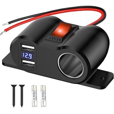 Pair Prise Allume Cigare 12V USB: Adaptateur Allume Cigare USB à Niveau et Affichage du Voltmètre LED pour Camping-car Bateau (1/5)