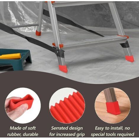4 Embouts En Caoutchouc Pour échelles – 50x20mm, Rouges, Antidérapants