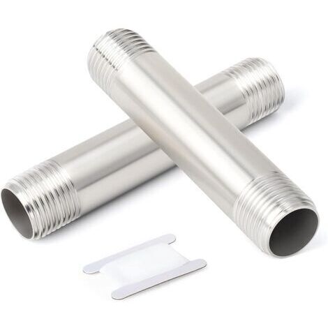 Pair 2 Pcs 250mm 1/2\" x 1/2\" BSP mâle Carte Manchon Casting Tube 304 raccords de tuyauterie en Acier Inoxydable (1/5)