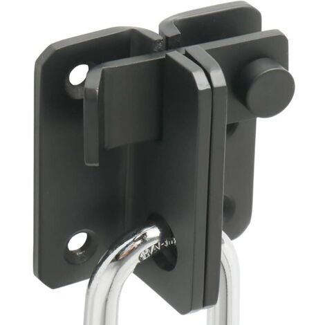 Pair Verrou de Porte Coulissante Cadenas Moraillon Serrure de Porte Loquet de Verrouillage de Boucle Crochet Antivol, Finition Noire Mate en Acier Inoxydable, EMS3006R-B-FR (1/5)