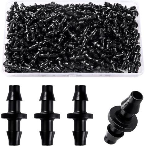 Pair 200 Pièces 4/7mm Connecteurs de Tuyaux, Raccord D'irrigation, Connecteurs Barbelés de Tuyaux pour Système D'Irrigation, Irrigation de Pelouse Raccord Connecteur Goutte (1/5)
