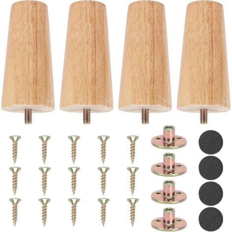 Pair 4 Pièces Pieds de Meuble Bois 10cm Pieds de Canapé en Bois pour Lit Tiroir Fauteuil Table Canapé de Nuit Armoire (1/5)