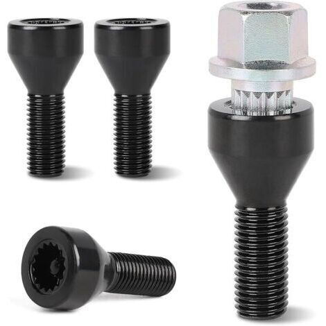 Pair 4 x Goujon de Roue M12 x 1,5 mm avec un Écrou de Sécurité Compatible avec B-M-W E46 E87 E90 E60 (OE : 36136764057, 36131180882, 36136786419) (1/5)