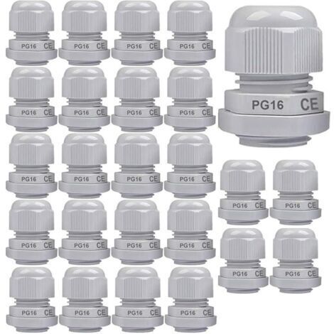Pair 25pcs PG16 Presse-étoupe, Joint de Presse-étoupe en Plastique étanche IP68 Réglable 8.5-14 mm avec Joints en Caoutchouc, Connecteur de Fil M22 1.5, Protecteur de Fil (Blanc) (1/5)