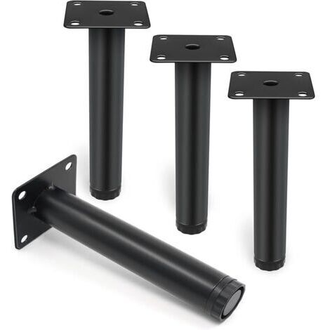Pair 4 Pcs Pieds de Meubles Noir,10cm/15cm Pieds de Support en Fixation en Métal.Pieds de Meuble en Métal,Ronds Métal Acier Canapé Jambe Table Pieds (1/5)