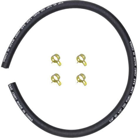 Pair Durite Essence 1/4\" (6,35mm) x 25\" (63cm) avec 4 Colliers Compatible Briggs & Stratton 283207 95162S Tondeuse Petit Moteur (1/5)