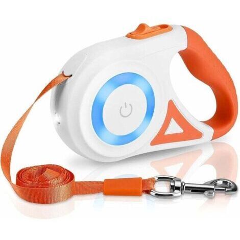 Pair Laisse Rétractable Automatique pour Chien 5M : avec lumière LED Laisse Chien Rétractable Anti-Emmêlement Laisse Chien, pour Petit Moyen Grand Chiens, (1/4)