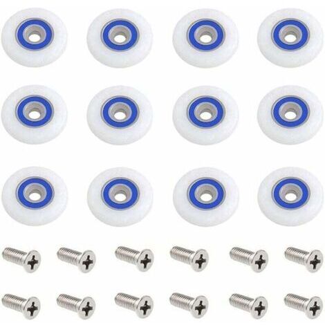 Pair Roulette Porte Douche 12 Pièces 27mm Roulettes pour Porte de Douche Roulette Porte Douche Roues Roulettes de Rechange Roulette Porte Roulette de Douche pour Porte de Douche avec Des Vis (1/4)