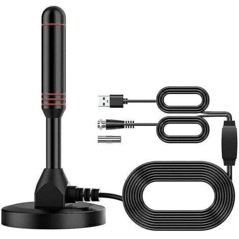Pair Antenne TV HD numérique - Comprend une base magnétique et un câble coaxial - Antenne TV Antenne TV terrestre - Intérieure ou extérieure (1/4)