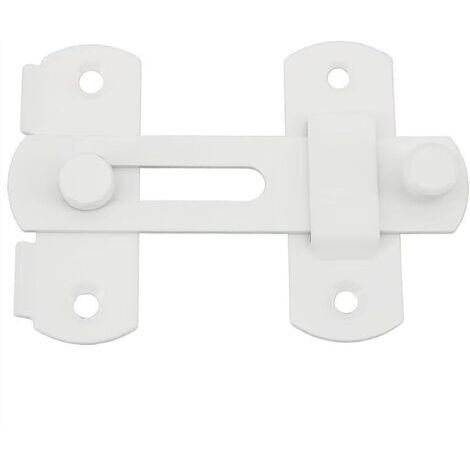 Pair Verrou de Porte Coulissante Serrure de Porte Loquet à Bascule Boulon de Verrouillage de Boucle avec Vis pour Porte, Fenêtre, Placard et Jardin, Blanc Brillant en Acier Inoxydable, EMS9001W (1/5)
