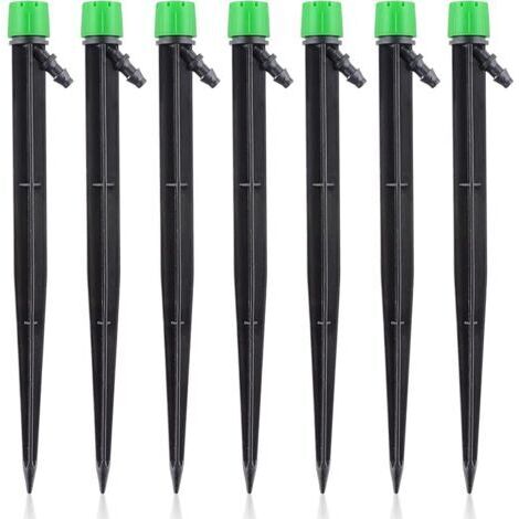 Pair Goutteurs d'irrigation avec Connecteur, 20 Pièces Micro Spray 360 Degrés 8 Trous Débit d'Eau Réglable Micro Bubbler Arroseur Système Goutte à Goutte Irrigation pour Tuyau 1/4 Pouce (Vert) (1/5)