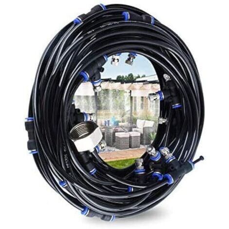 Pair Brumisateur Exterieur, 18M Brumisateur Terrasse avec 17 Buse Brumisateur +2 Buses de Rechange+1Adaptateur (en Laiton, 3/4\") Brumisateur pour Patio Jardin Serre pour Parc Aquatique (1/5)