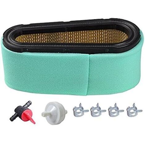 Pair 496894S 496894 Filtre à air 272403 Préfiltre 394358S Filtre à Carburant 494768 Valve d'arrêt de Carburant Compatible with Briggs & Stratton 12,5-17 HP (1/4)