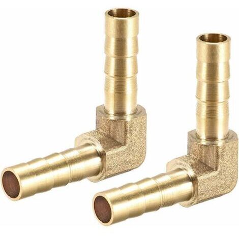 Pair map 2pcs Raccord cannelé tuyau en laiton barbelé de 6 mm coudé à 90 degré tube coupleur (1/3)