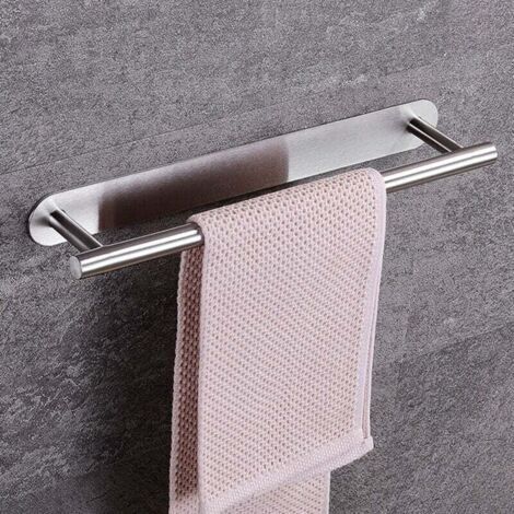 Pair Porte Serviettes Mural 40 cm - Acier INOX sans Rouille - Serviette Barre Convient dans la Salle de Bain ou la Cuisine - Auto-adhésif 3M Robuste s (1/4)