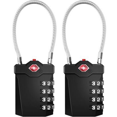 Pair Cadenas de Valise à Combinaison TSA à 4 Chiffres avec Alarme d'Ouverture - Sécurité pour Salle de Sport - Lot de 2 (1/5)