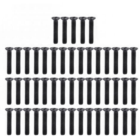 Pair 50 Pièces M3 Vis à Tête Fraisée DIN 965 Kit D'assortiment de Vis à Tête Fraisée Galvanisé Noir(M316) (1/4)