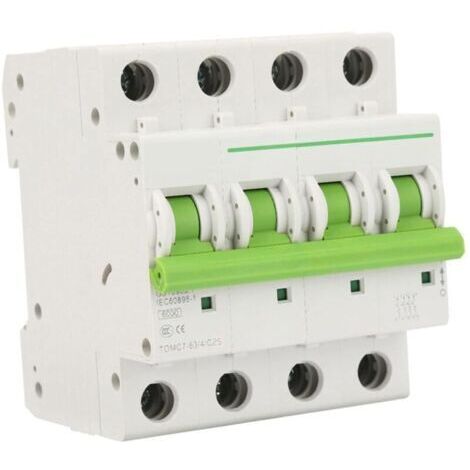Pair Disjoncteur 4P, TOMC7-63 4P C type 6KA Disjoncteur miniature Protection contre les fuites Interrupteur d'air pour la protection électrique commerciale résidentielle (25A) (1/4)